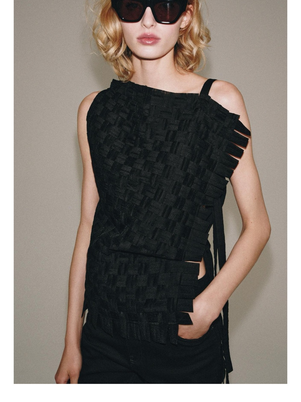ZARA Collection Woven Fringe Sleeveless Top - Medium